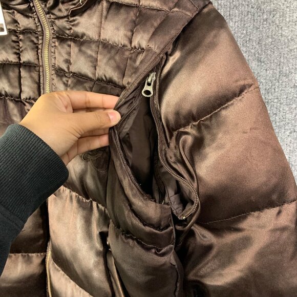 Ecko Red Womens Y2k Real Racoon Fur Hood Zip Puffer‎ Jacket Streetwear Size M - Picture 3 of 13